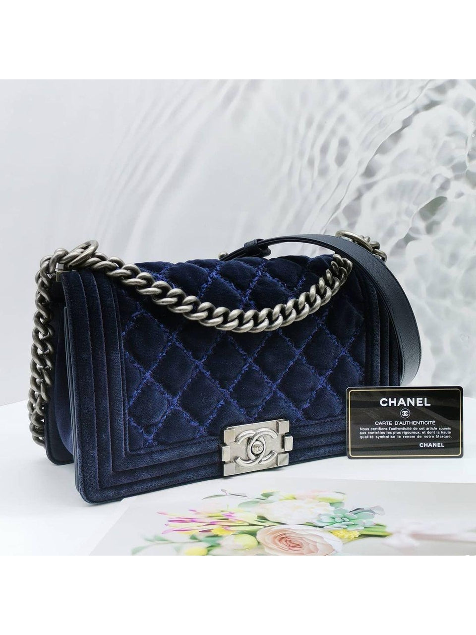 Chanel Velvet Boy Flap Bag-full Set- - Reeluxs 