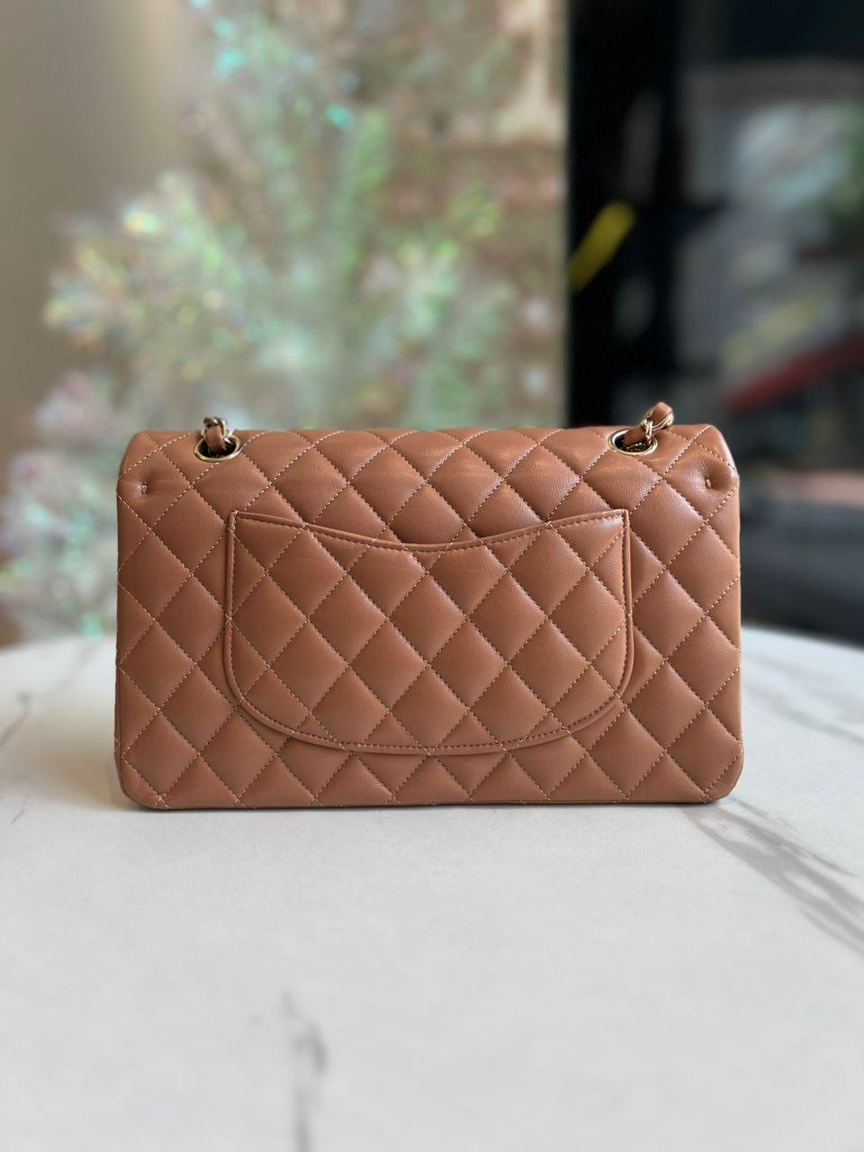 CHANEL Caramel Double Flap Medium Micro Chip - Reeluxs 