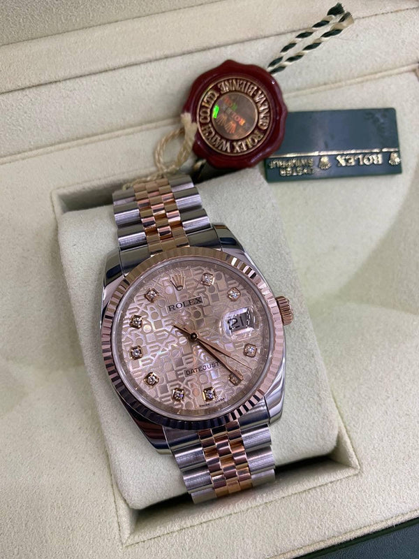 Rolex Datejust Rose Gold Special Edition Watch Ref126231-full Set-  - Reeluxs 