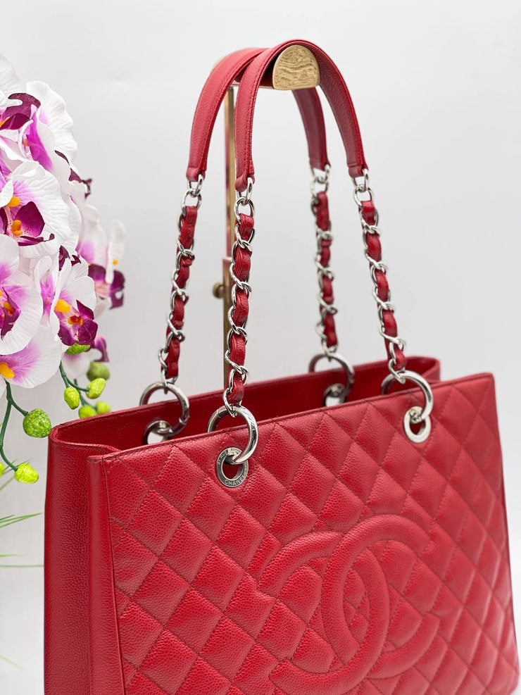 Chanel Red Caviar Classic Grand Shopper Tote GST Bag SHW