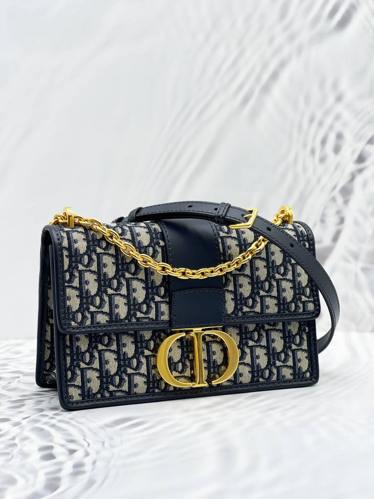 Dior 30 Montaigne Chain Bag Dior Oblique Jacquard Blue in Canvas with  Gold-tone - GB
