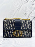 Christian Dior 30 Montaigne Blue Dior Oblique Jacquard Chain Bag - Reeluxs 