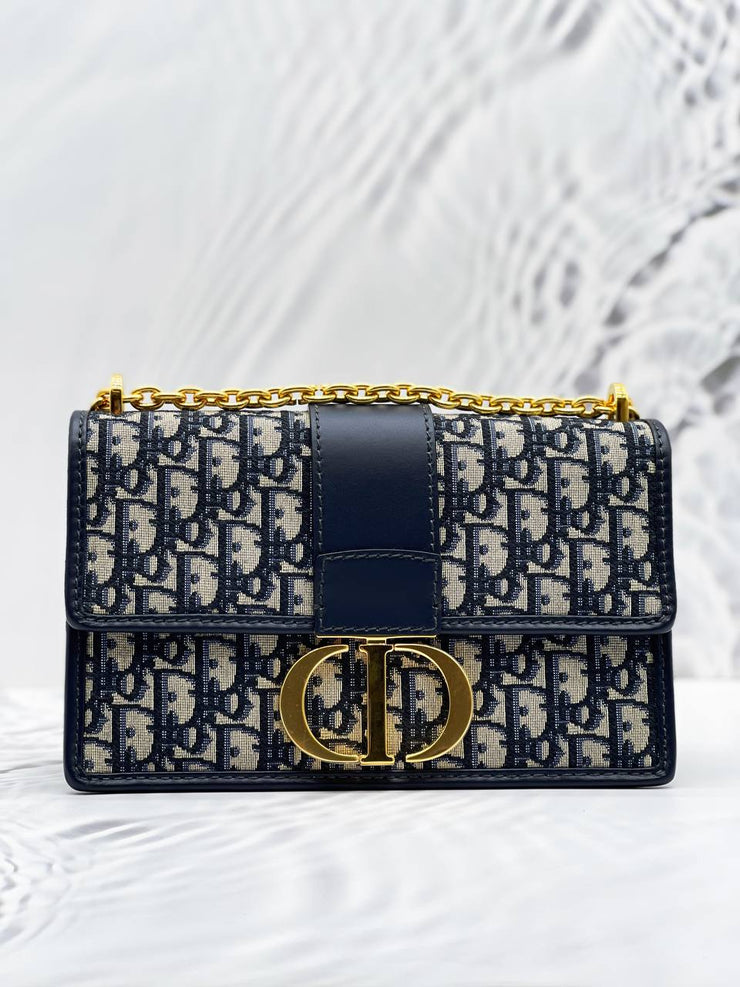 Christian Dior Montaigne Oblique Jacquard Pouch Navy Blue