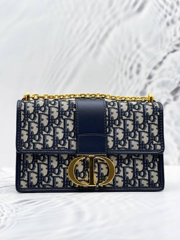 Christian Dior 30 Montaigne Blue Dior Oblique Jacquard Chain Bag - Reeluxs 