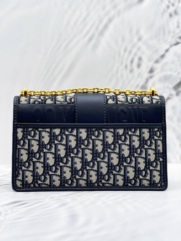 Christian Dior 30 Montaigne Blue Dior Oblique Jacquard Chain Bag - Reeluxs 