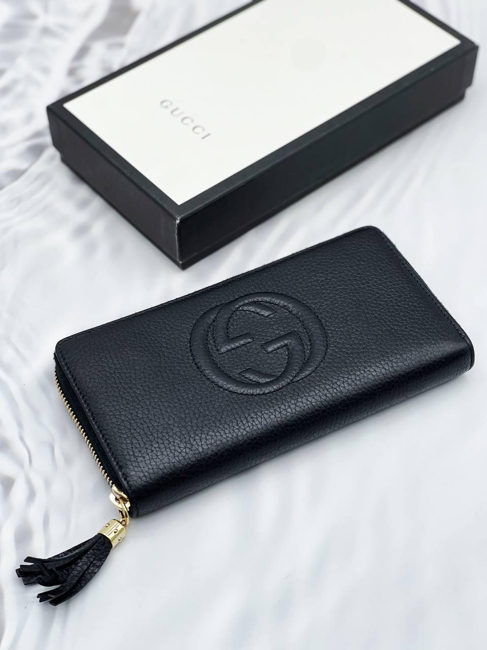 Gucci Soho Pebbled Leather Zippy Wallet - Reeluxs 