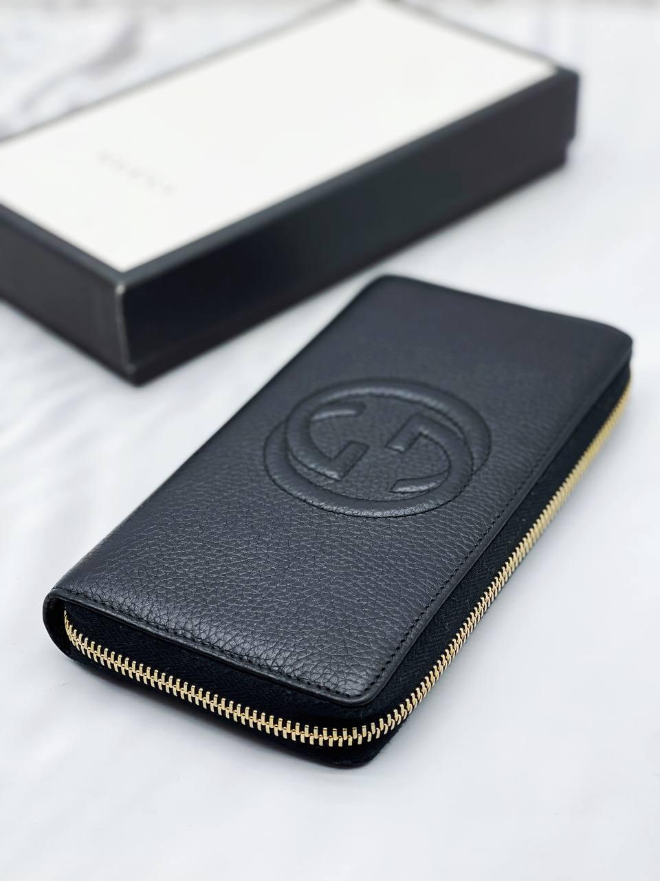 Gucci Soho Pebbled Leather Zippy Wallet - Reeluxs 