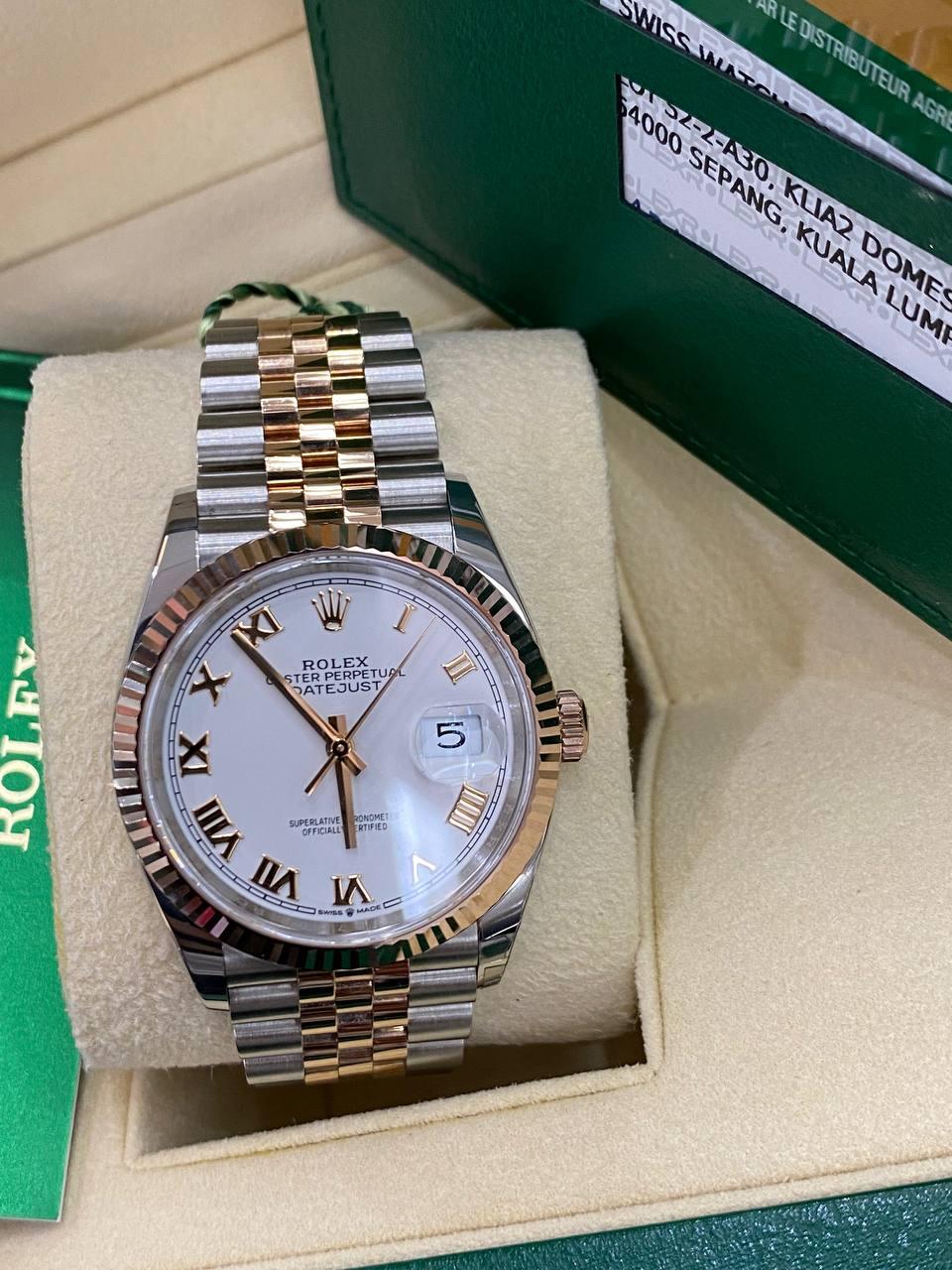 Rolex Datejust Everose Gold Watch Ref: 126231 36mm Automatic Full Set - Reeluxs 