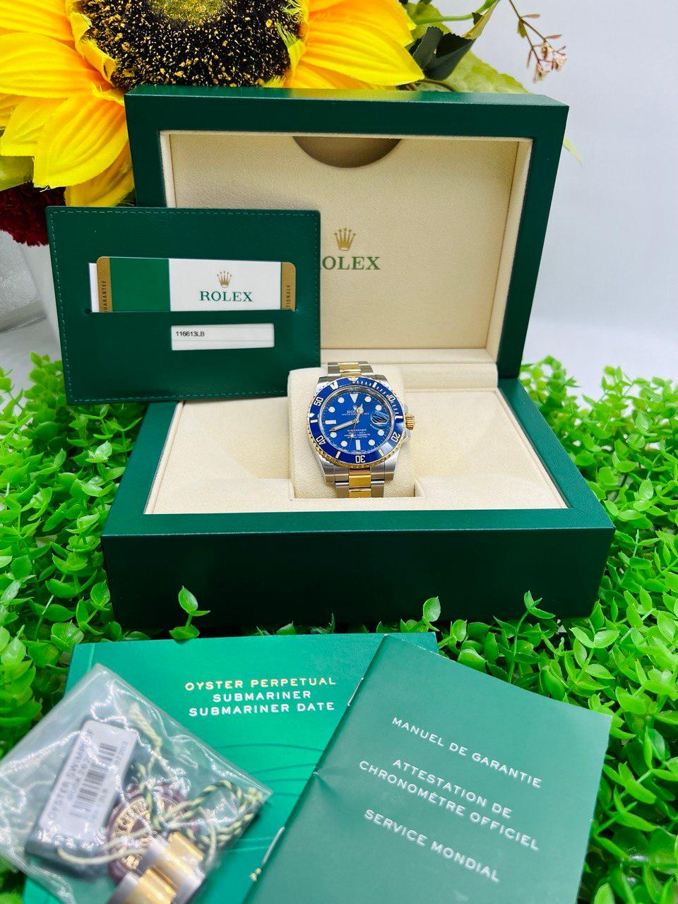 Rolex submariner date blue dial unisex watch ref116613lb -full set- - Reeluxs 