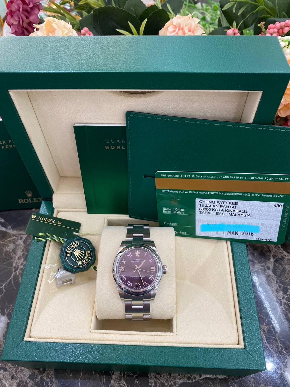 Rolex oyster perpetual grape roman dial ladies watch ref177200 - Reeluxs 