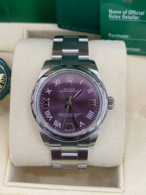 Rolex oyster perpetual grape roman dial ladies watch ref177200 - Reeluxs 