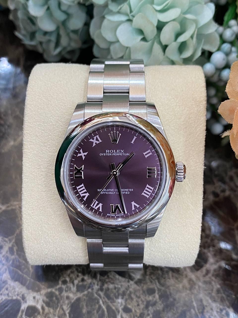 Rolex oyster perpetual grape roman dial ladies watch ref177200 - Reeluxs 