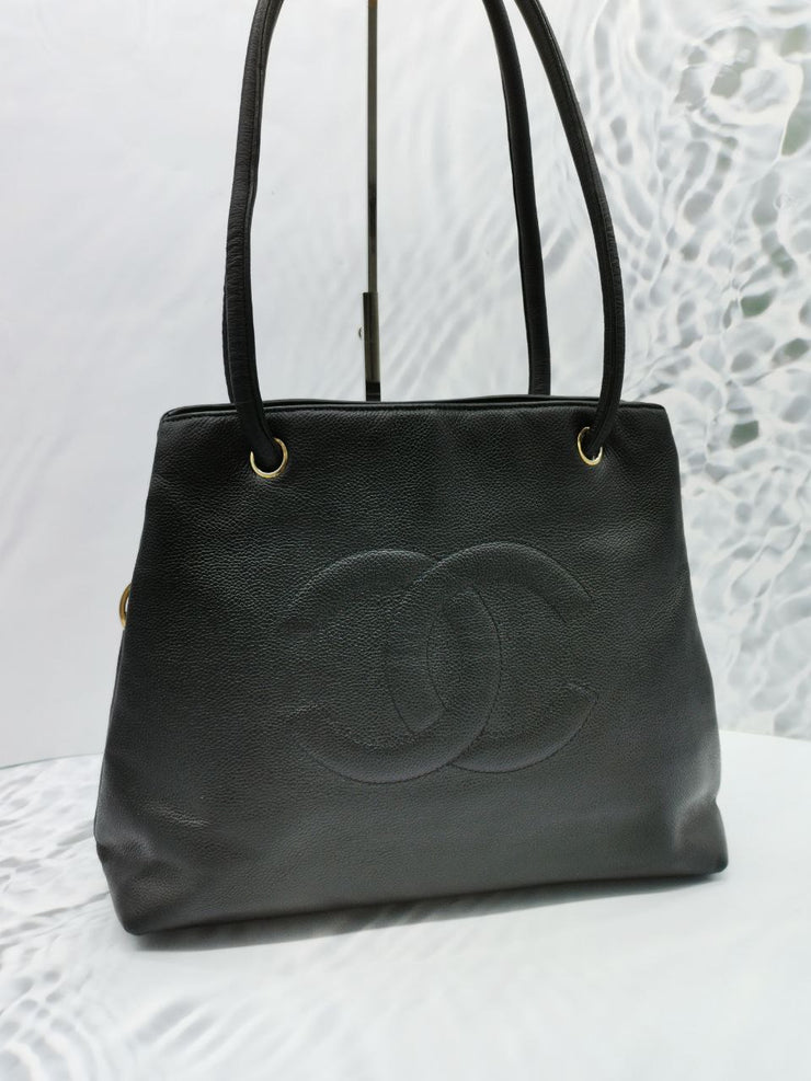 SOLD  FULL SET CHANEL VINTAGE BLACK QUILTED LAMBSKIN 24K GOLD CHAIN CC  CHARM TOTE BAG  My Dreamz Closet