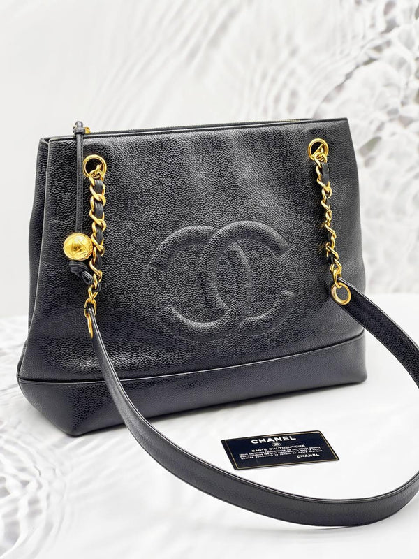 Chanel Vintage Cc Caviar Leather Shoulder Bag - Reeluxs 