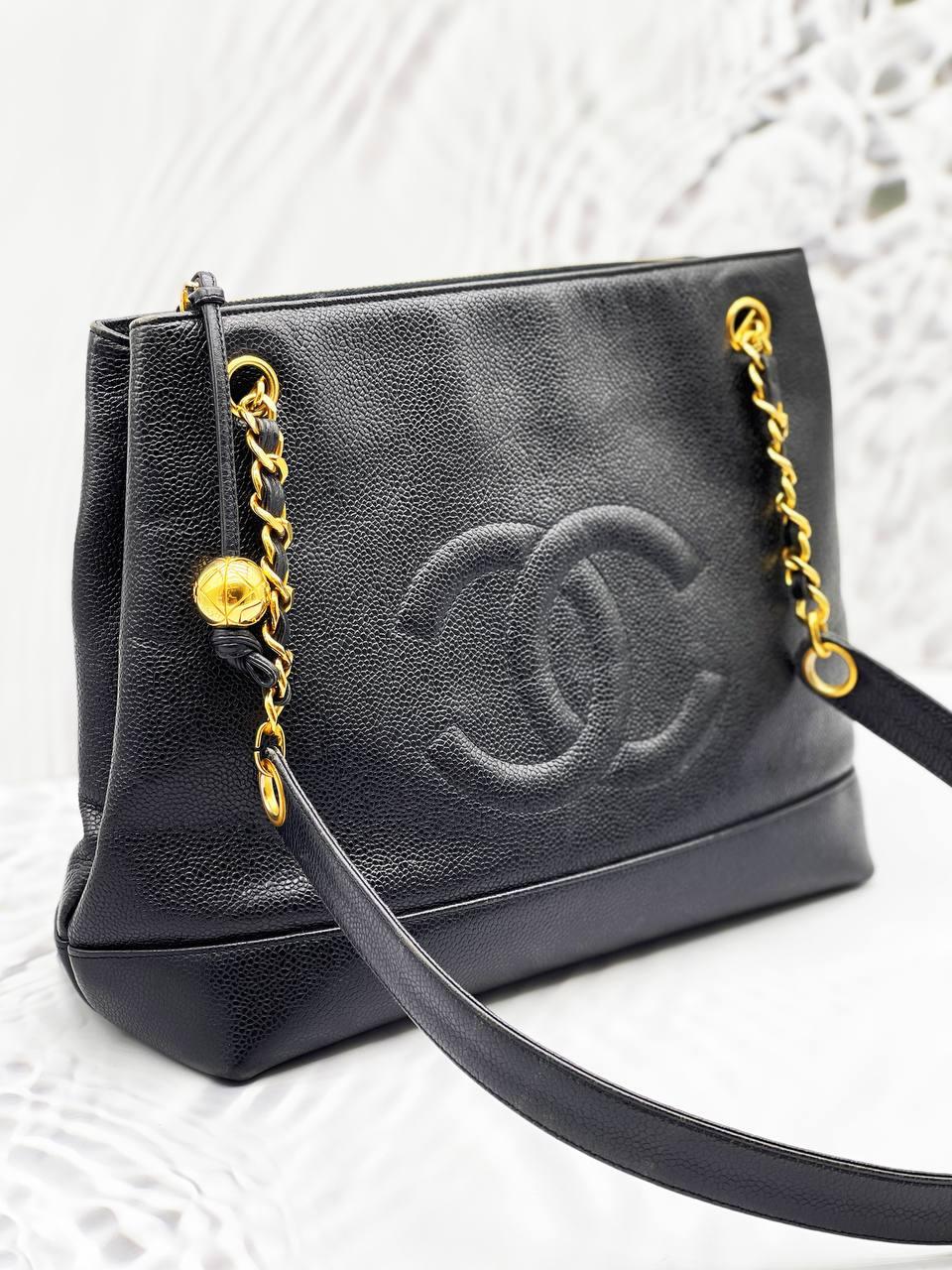 Chanel Vintage Cc Caviar Leather Shoulder Bag - Reeluxs 