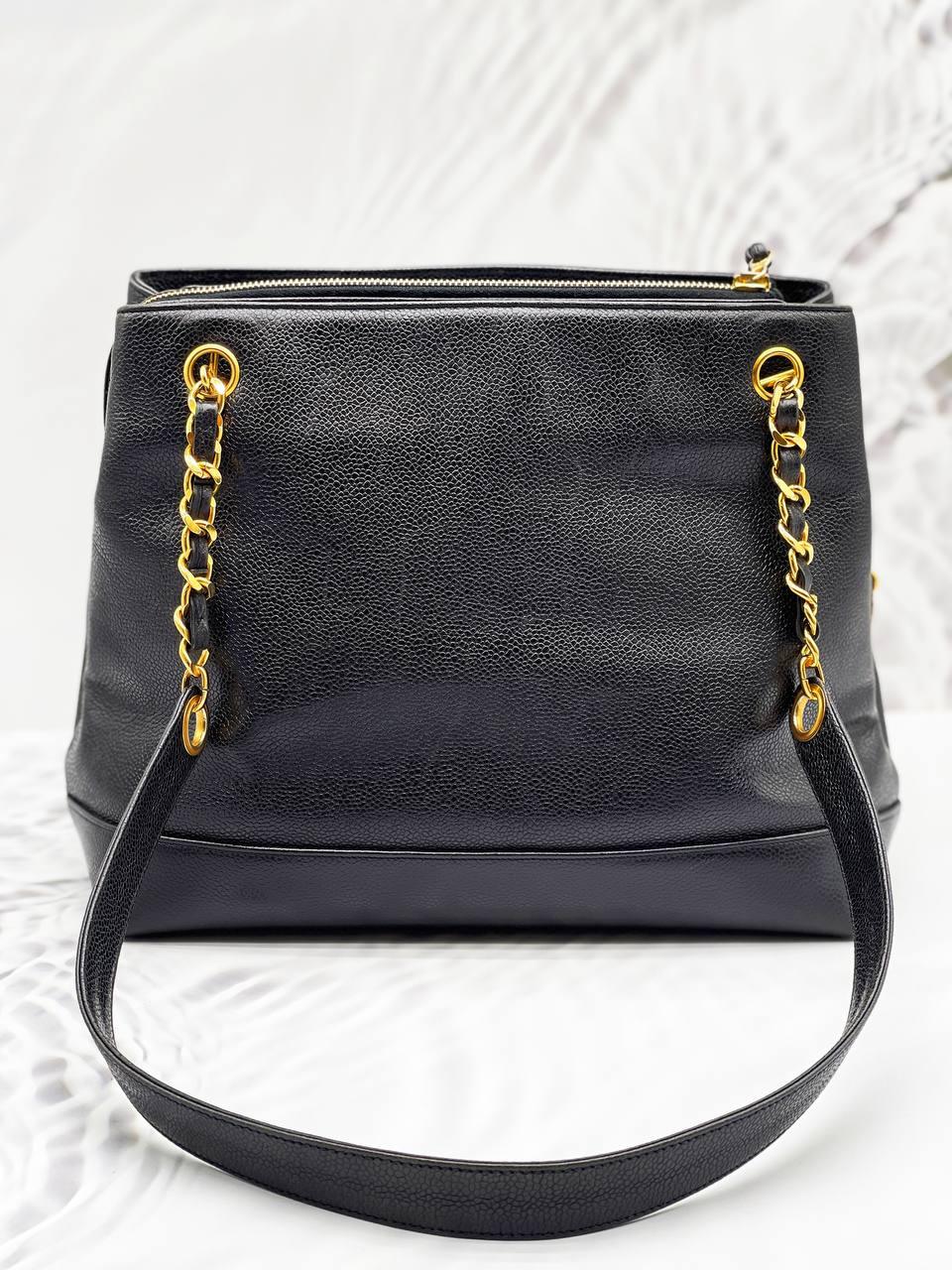 Chanel Vintage Cc Caviar Leather Shoulder Bag - Reeluxs 
