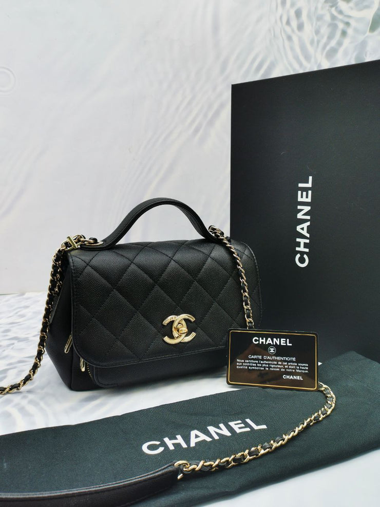 Chanel Quilted Small Business Affinity Flap Dark Beige Caviar