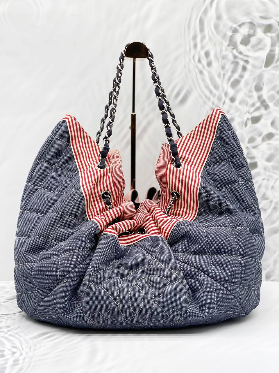 Chanel Coco Cabas Denim Drawstring Tote Bag - Reeluxs 