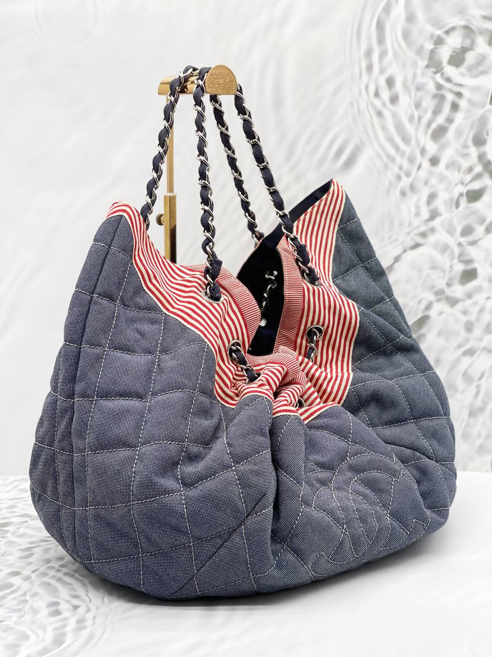 Chanel Coco Cabas Denim Drawstring Tote Bag