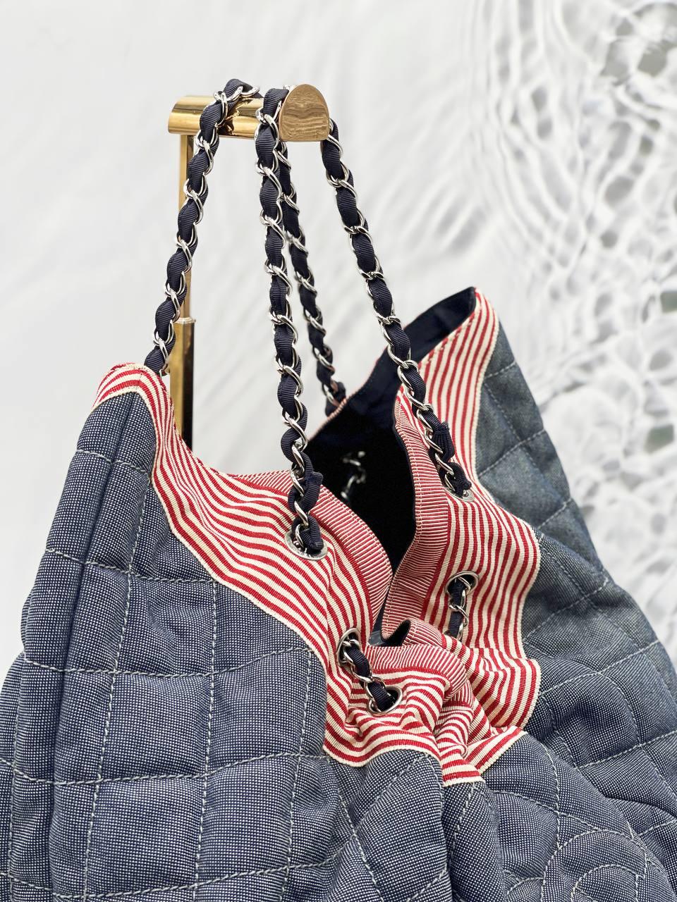 Chanel Coco Cabas Denim Drawstring Tote Bag - Reeluxs 