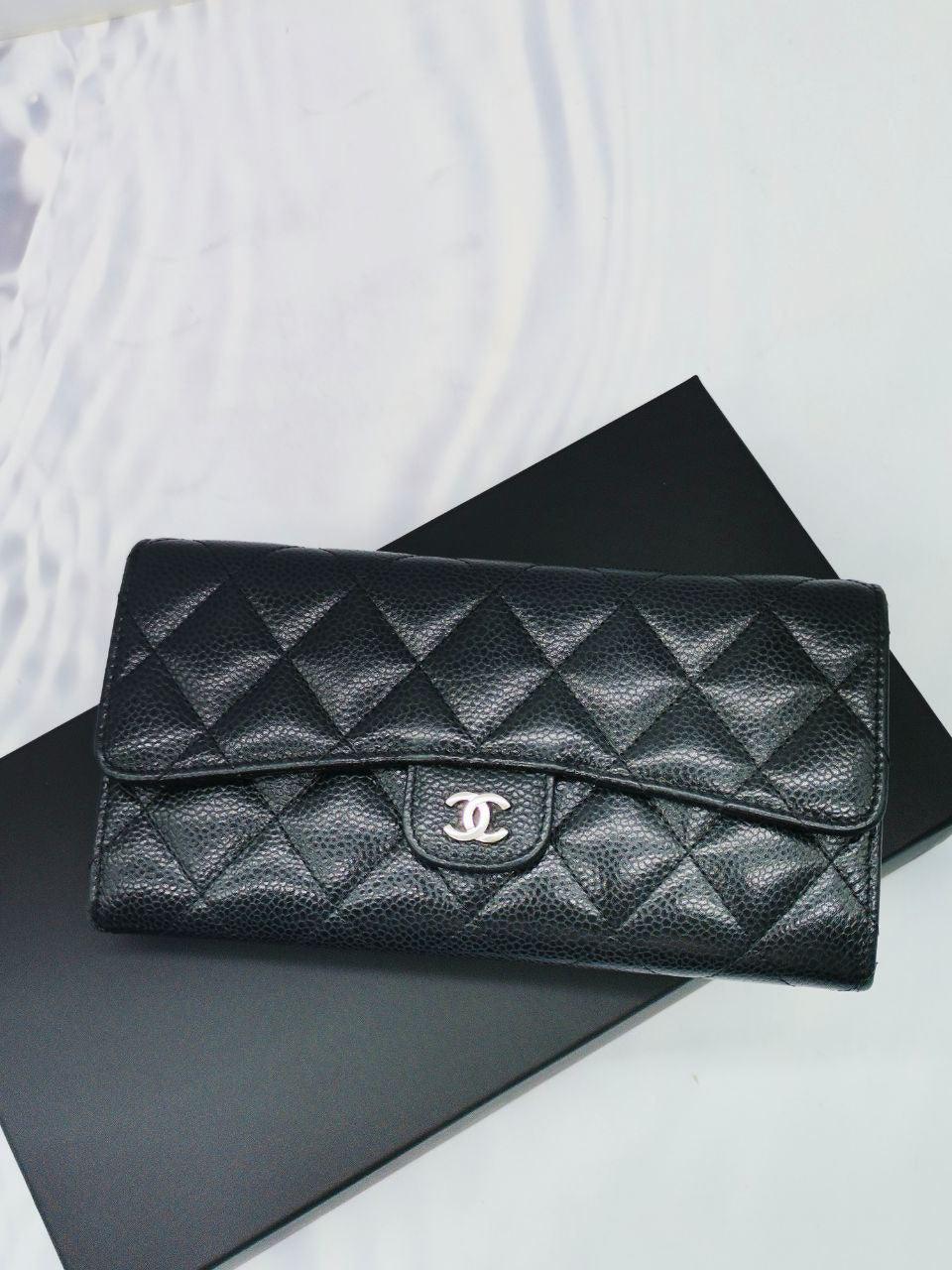 Chanel Caviar Leather Long Wallet -full Set- - Reeluxs 