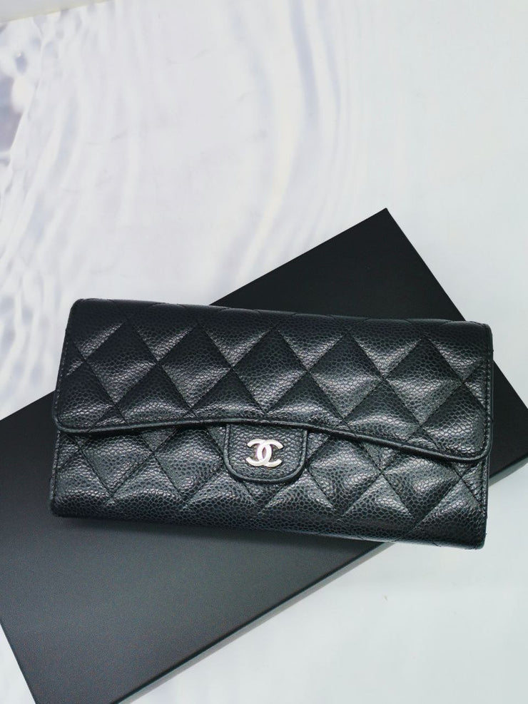 Chanel classic long wallet in caviar leather with 8 cardholders, Women's  Fashion, Bags & Wallets, Wallets & Card Holders on Carousell