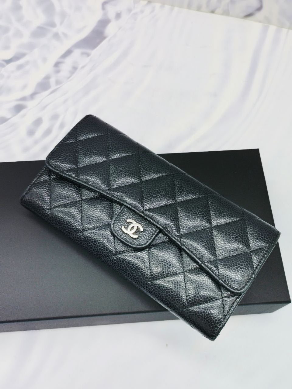 Chanel French Kisslock Caviar Leather Wallet