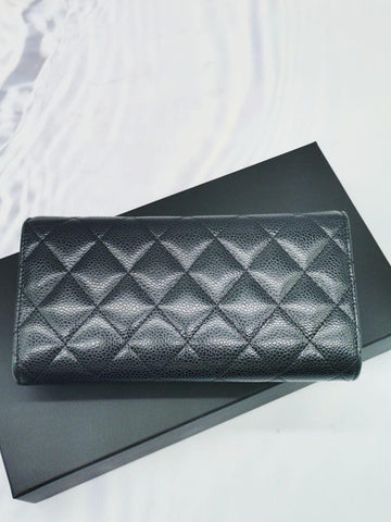 Chanel Caviar Leather Long Wallet -full Set- - Reeluxs 